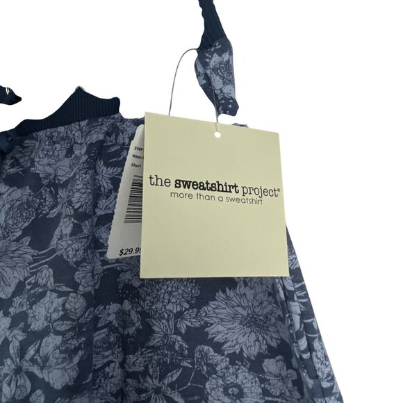 The Sweatshirt Project Floral Print Womens Shorts Plus Size 1X Blue Cotton Blend - Picture 5 of 8